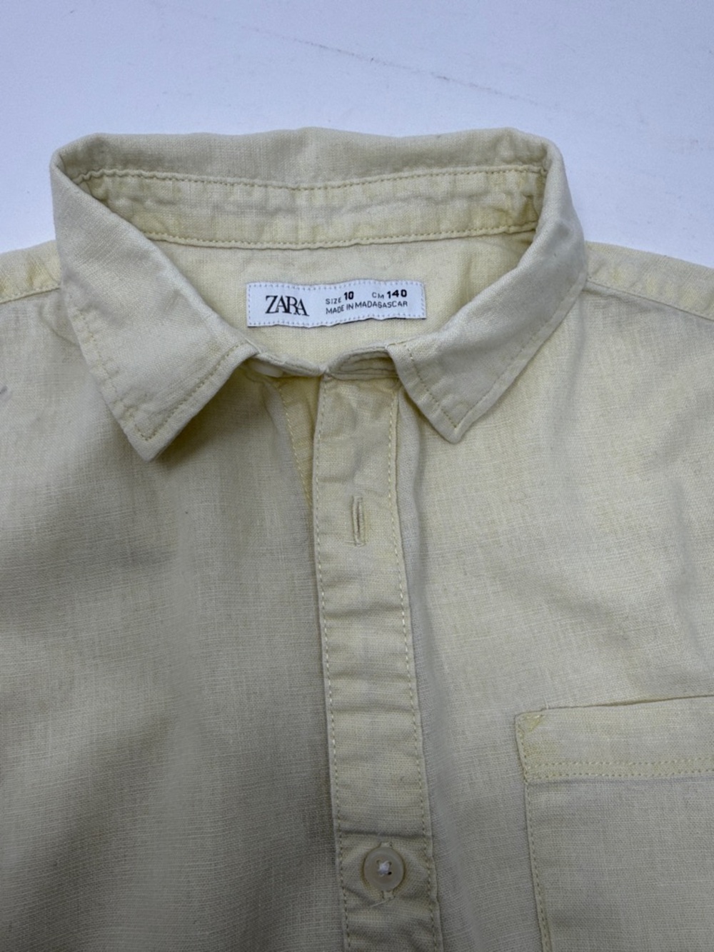 Zara Boy’s Short-Sleeve Button-Up Shirt in Pale Yellow size 10 - Picture 3 of 8